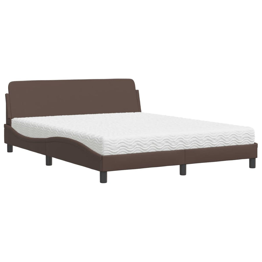 Bed met matras kunstleer bruin 160x200 cm
