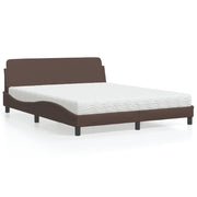 Bed met matras bruin 160x200 cm kunstleer