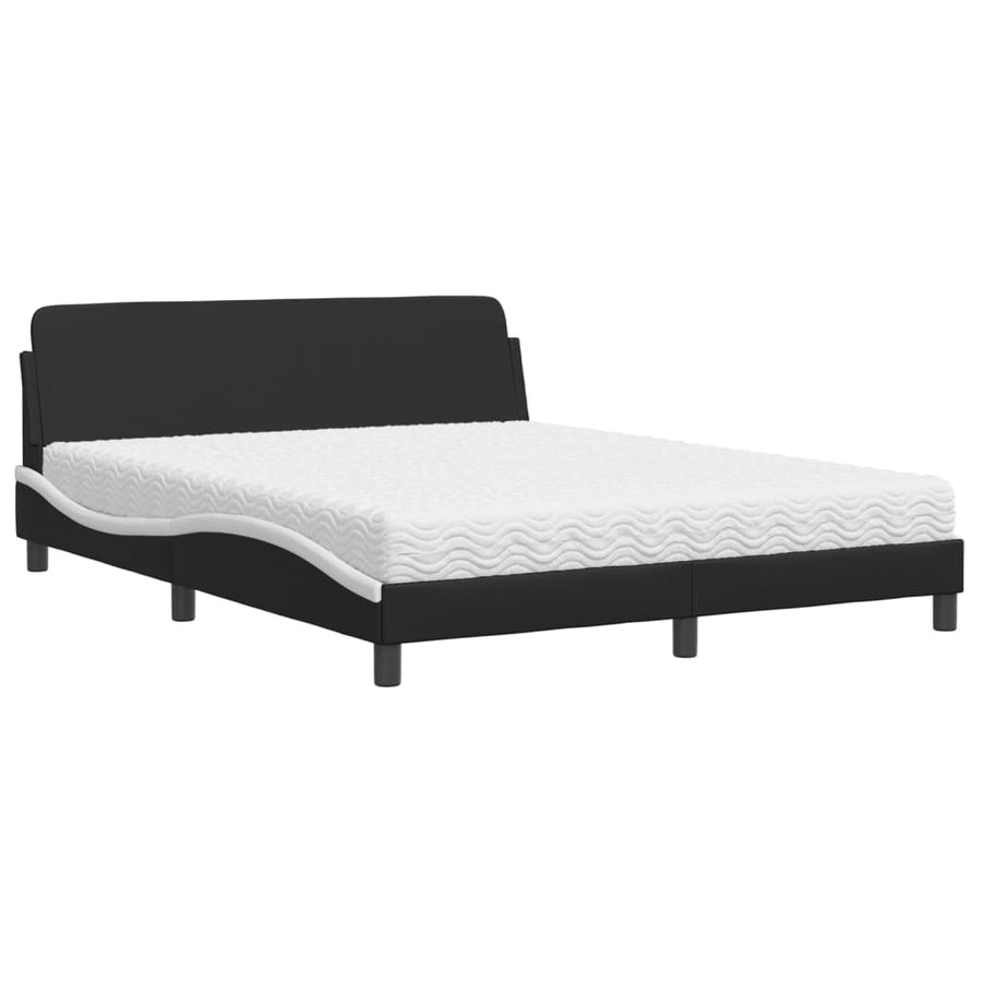 Bed met matras kunstleer zwart en wit 160x200 cm
