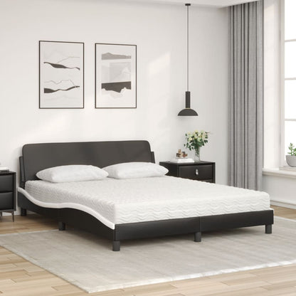 Bed met matras kunstleer zwart en wit 160x200 cm