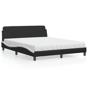 Bed met matras 160x200 cm kunstleer zwart wit