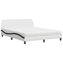 Bed Met Matras Kunstleer 160 x 200 cm Wit en zwart