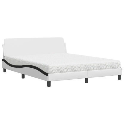 Bed Met Matras Kunstleer 160 x 200 cm Wit en zwart