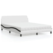 Bed met matras 160x200 cm kunstleer wit zwart