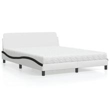 Bed Met Matras Kunstleer 160 x 200 cm Wit en zwart