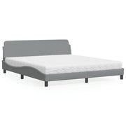 Bed with mattress "Dover" light grey fabric 180x200 cm