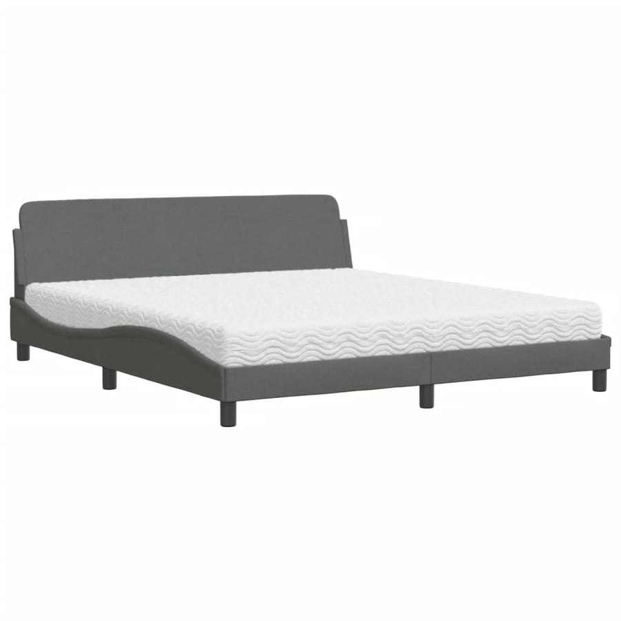 Bed met matras stof donkergrijs 180x200 cm