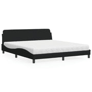 Bed with mattress "Dover" fabric black 180x200 cm