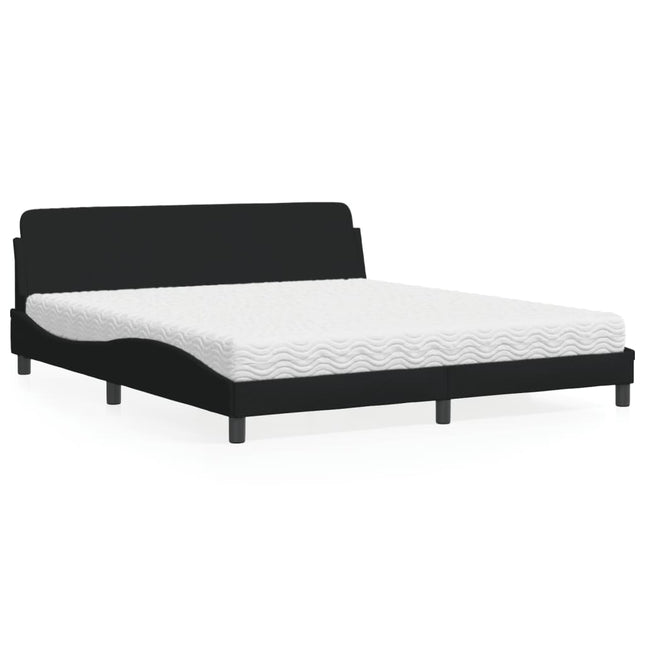 Bed met matras stof zwart 180x200 cm