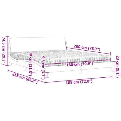 Bed met matras stof donkerbruin 180x200 cm