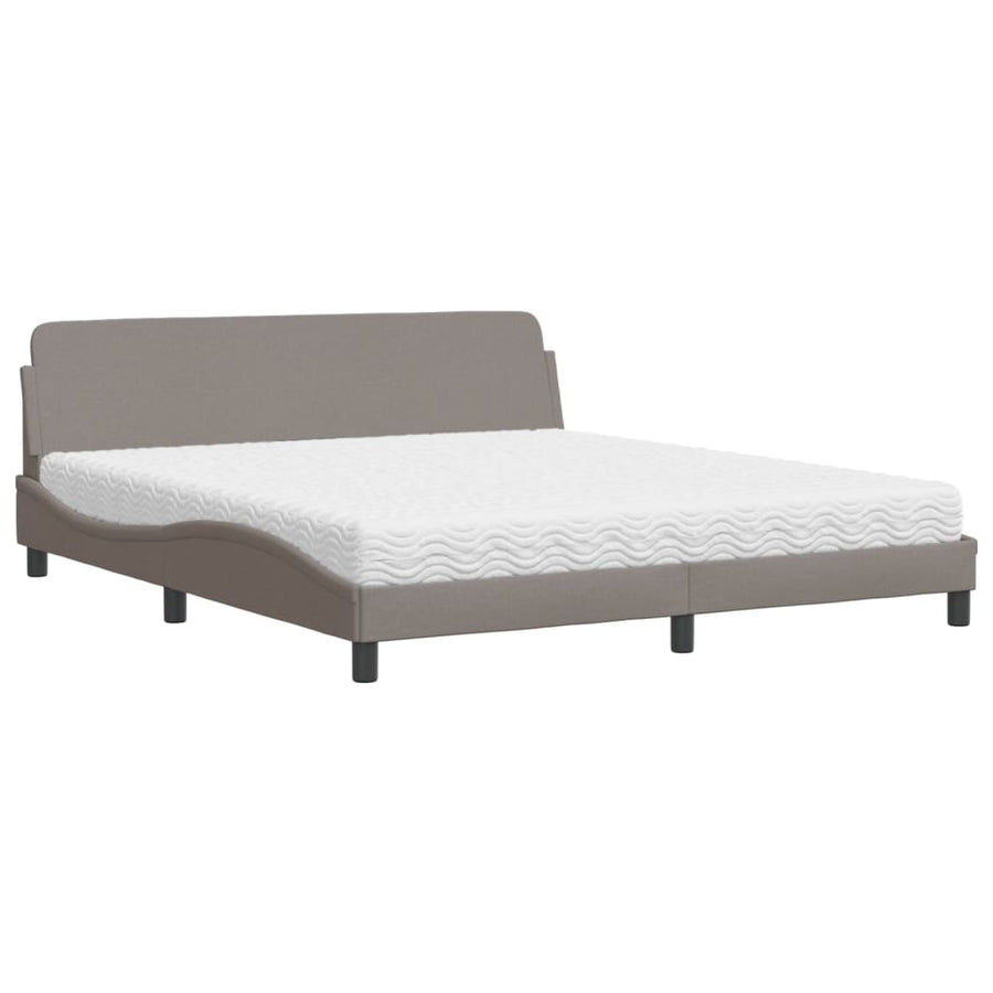 Bed met matras stof taupe 180x200 cm