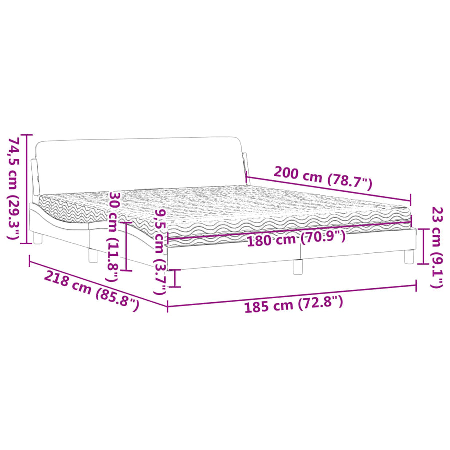 Bed met matras stof taupe 180x200 cm