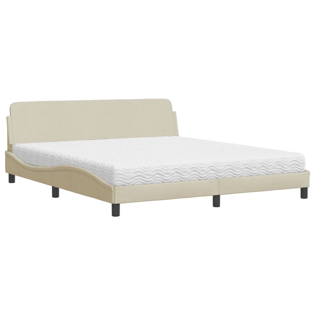 Bed met matras stof crèmekleurig 180x200 cm