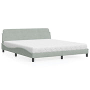 Bed met matras 180x200 cm lichtgrijs fluweel