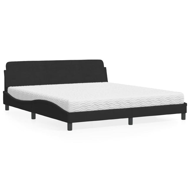 Bed met matras fluweel zwart 180x200 cm