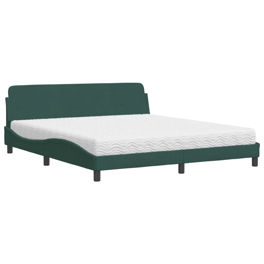 Bed met matras fluweel donkergroen 180x200 cm