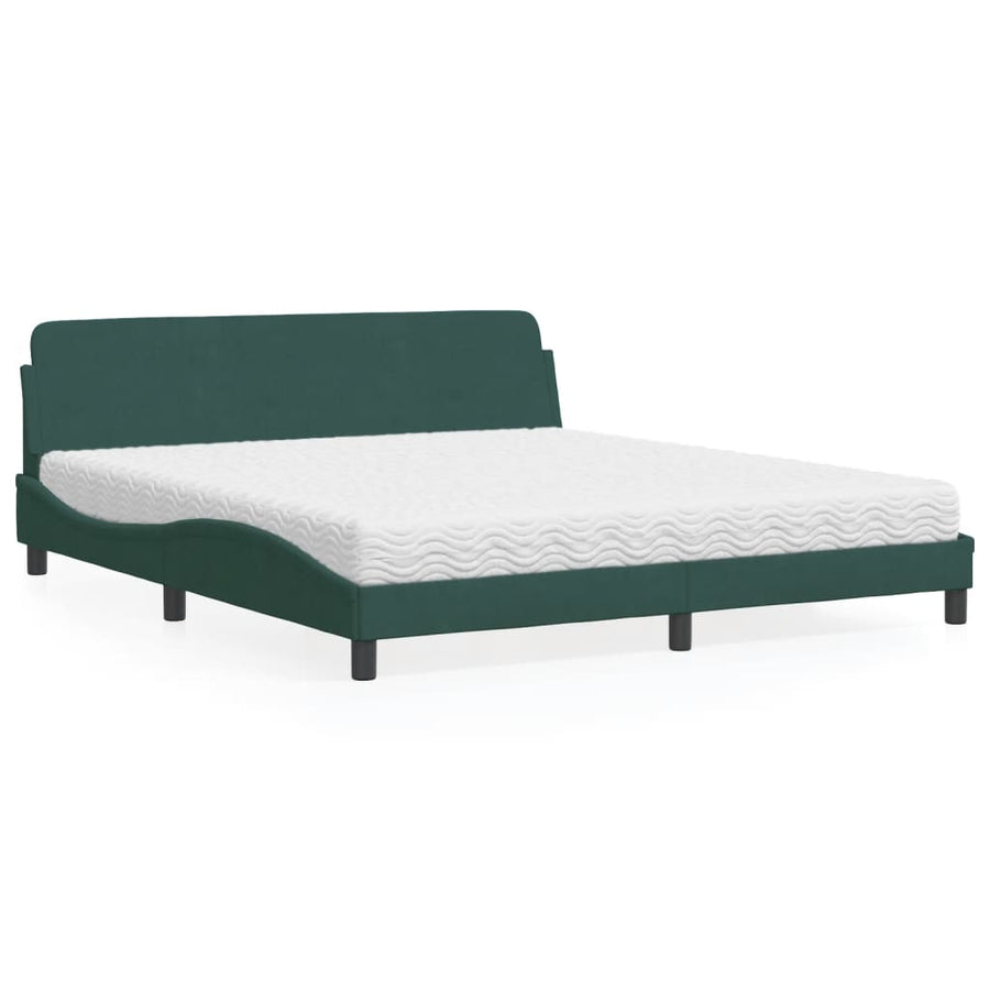 Bed met matras fluweel donkergroen 180x200 cm
