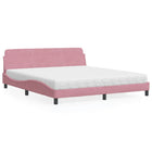 Bed met matras fluweel roze 180x200 cm