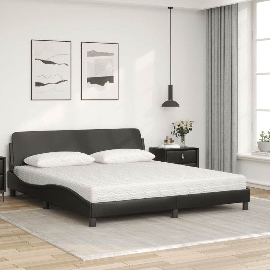 Bed met matras kunstleer zwart 180x200 cm