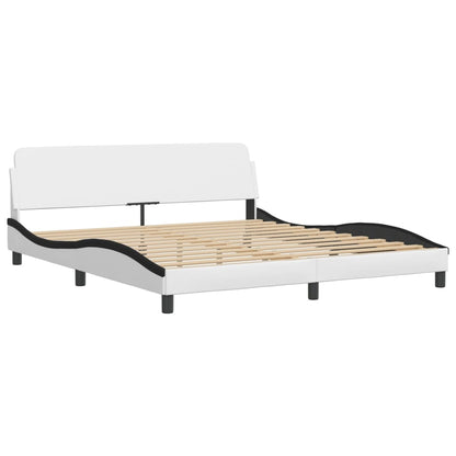 Bed met matras kunstleer wit en zwart 180x200 cm