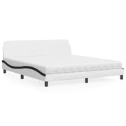Bed met matras 180x200 cm kunstleer wit zwart