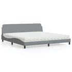 Bed met matras stof lichtgrijs 200x200 cm