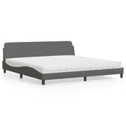 Bed met matras 200x200 cm donkergrijs stof