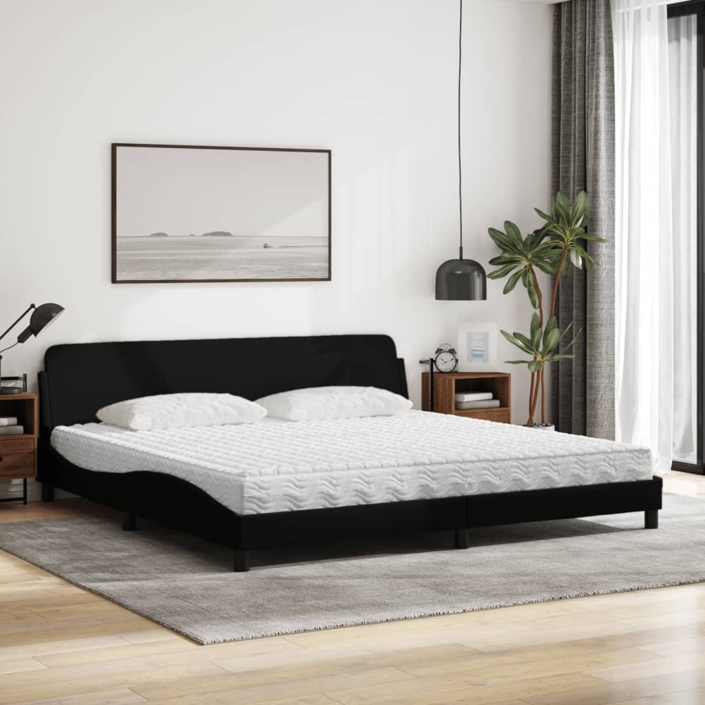 Bed met matras "Dover" stof zwart 200x200 cm