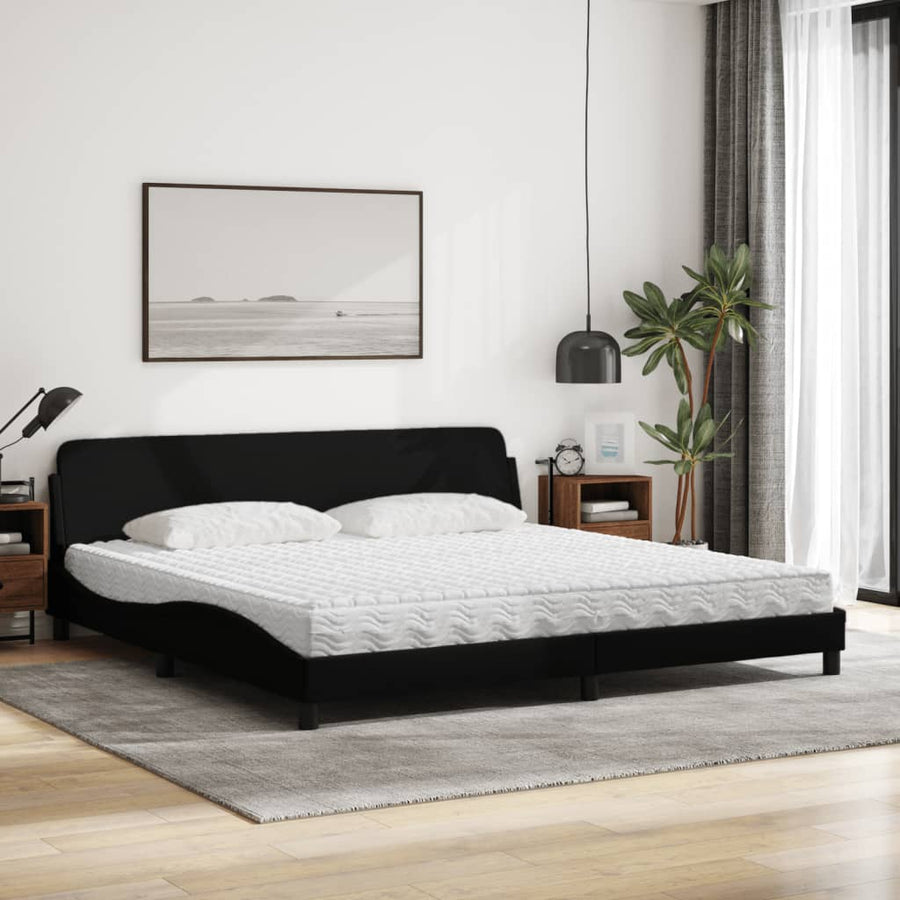 Bed met matras "Dover" stof zwart 200x200 cm