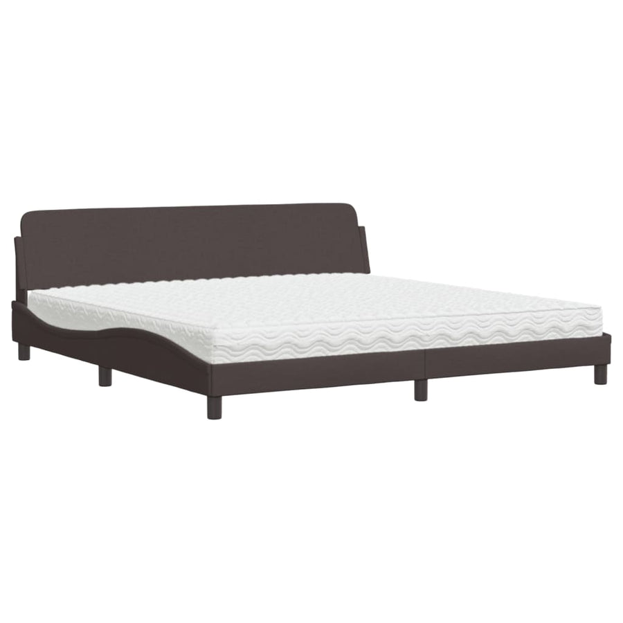 Bed Met Matras Stof 200 x 200 cm Donkerbruin