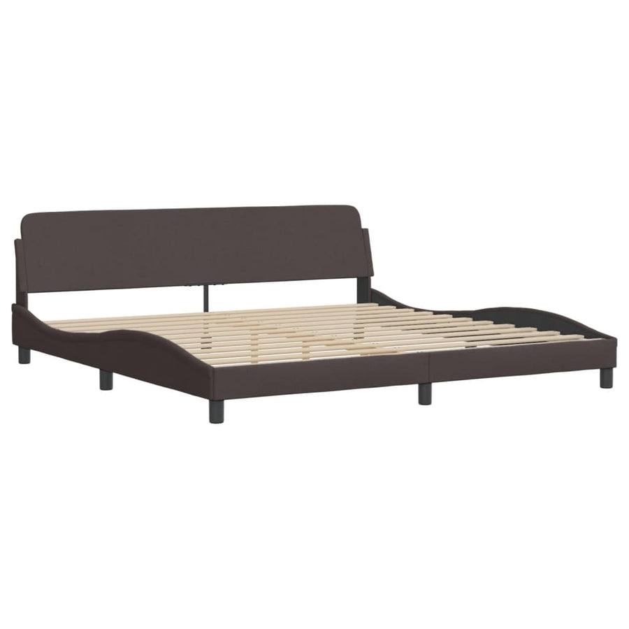 Bed Met Matras Stof 200 x 200 cm Donkerbruin