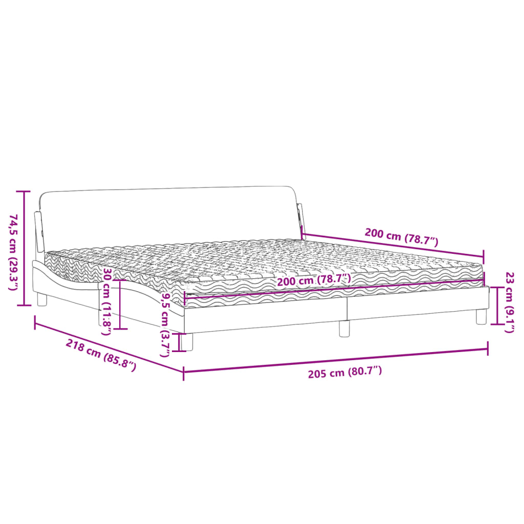 Bed Met Matras Stof 200 x 200 cm Donkerbruin