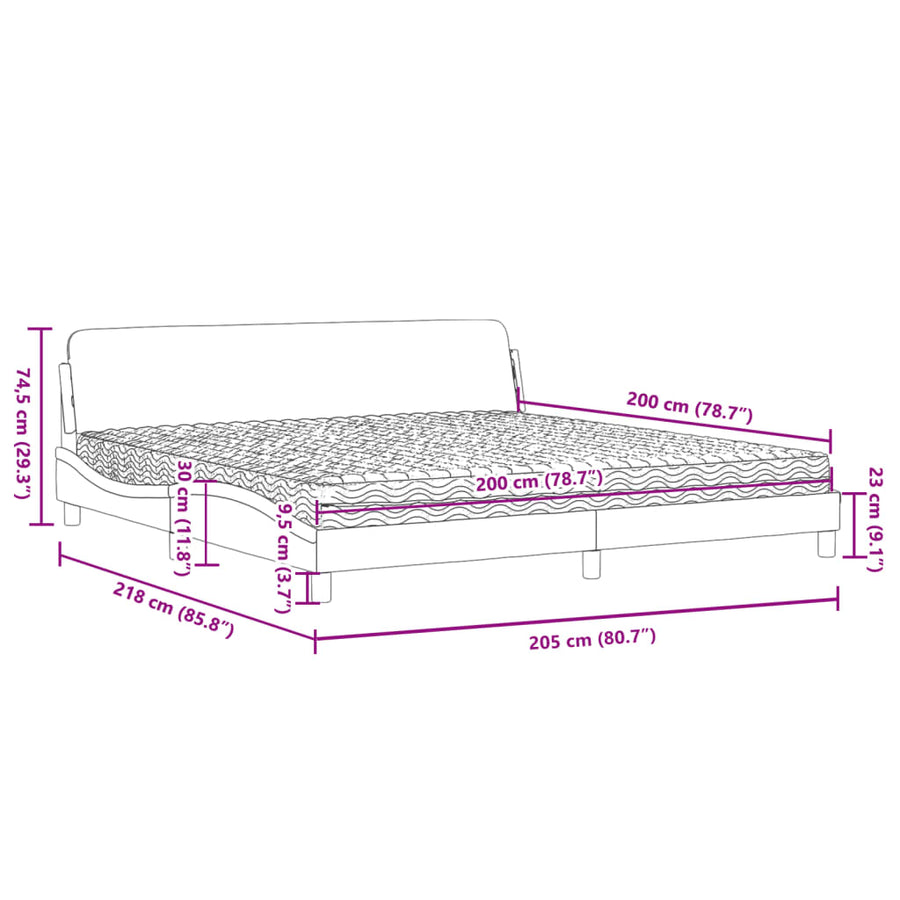 Bed Met Matras Stof 200 x 200 cm Donkerbruin