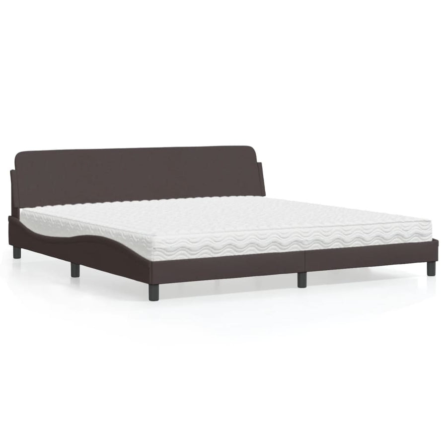 Bed Met Matras Stof 200 x 200 cm Donkerbruin