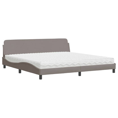 Bed Met Matras Stof 200 x 200 cm Taupe