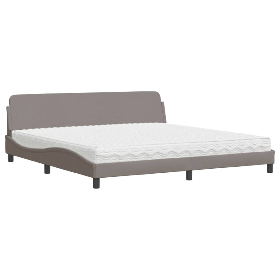 Bed Met Matras Stof 200 x 200 cm Taupe