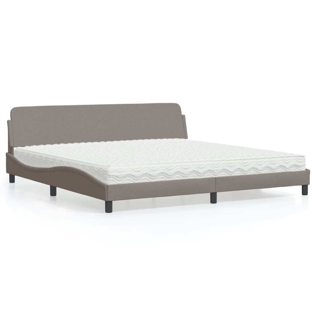 Bed Met Matras Stof 200 x 200 cm Taupe