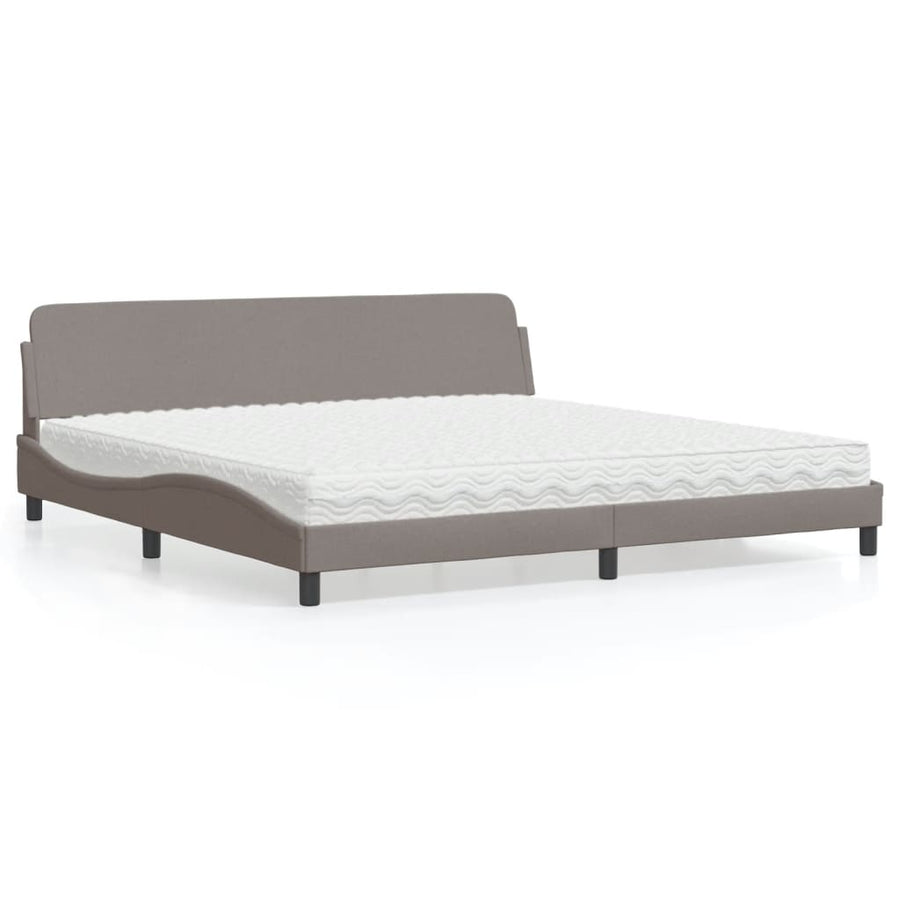 Bed Met Matras Stof 200 x 200 cm Taupe