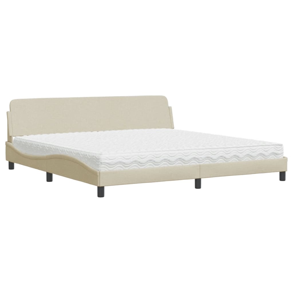 Bed Met Matras Stof Kleurig 200 x 200 cm Crème