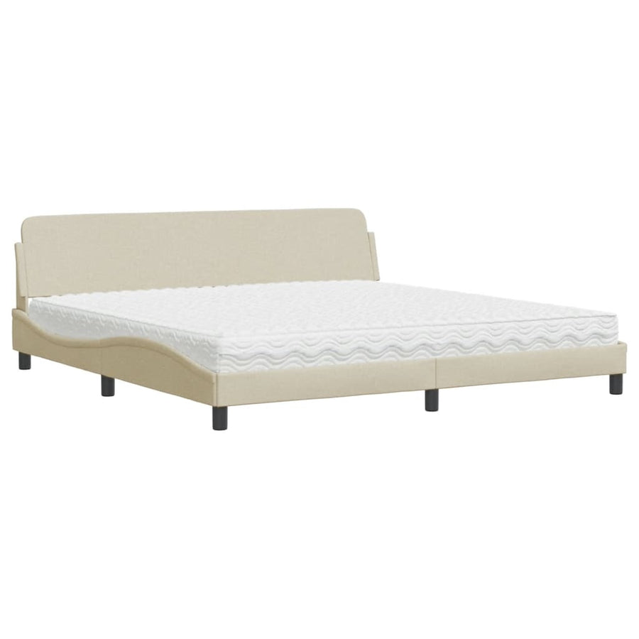 Bed Met Matras Stof Kleurig 200 x 200 cm Crème