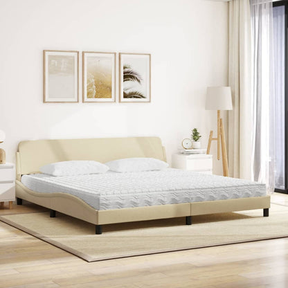 Bed Met Matras Stof Kleurig 200 x 200 cm Crème