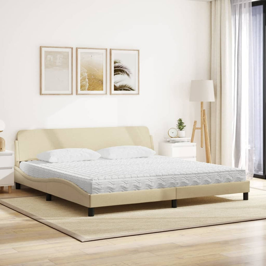 Bed Met Matras Stof Kleurig 200 x 200 cm Crème