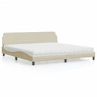 Bed met matras 200x200 cm crèmekleurig stof