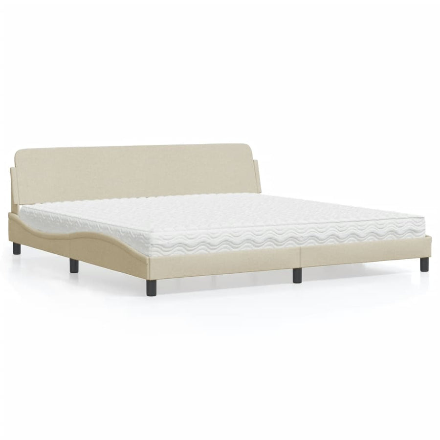 Bed Met Matras Stof Kleurig 200 x 200 cm Crème