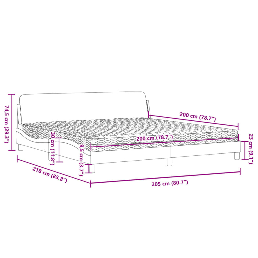 Bed met matras fluweel lichtgrijs 200x200 cm