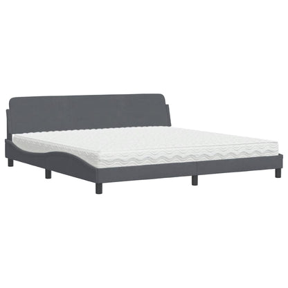 Bed met matras fluweel donkergrijs 200x200 cm