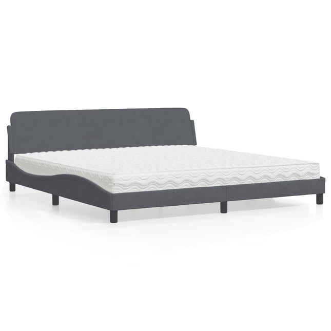 Bed met matras fluweel donkergrijs 200x200 cm