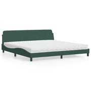 Bed met matras 200x200 cm donkergroen fluweel
