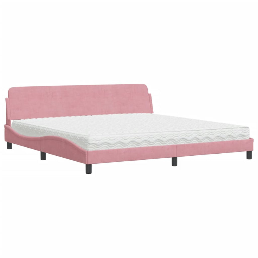 Bed met matras fluweel roze 200x200 cm