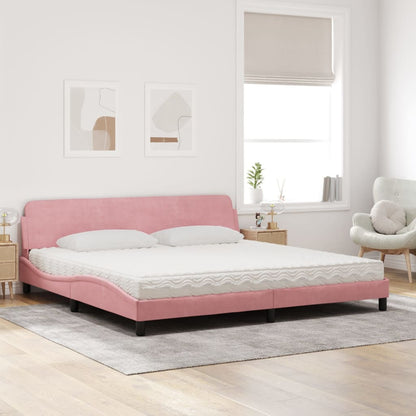 Bed met matras fluweel roze 200x200 cm